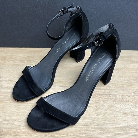 STUART WEITZMAN Nudistcurve 75 Block Heel Sandal (Women), BLACK SIZE 7 US - Picture 3 of 8